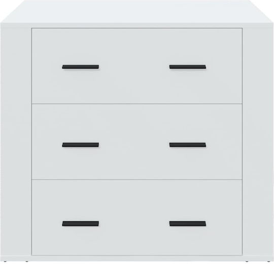 Wooden Chest of Drawers with 3 Drawers White 80x33x70cm