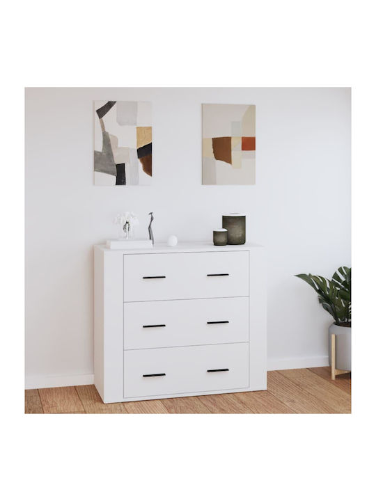 Wooden Chest of Drawers with 3 Drawers White 80x33x70cm