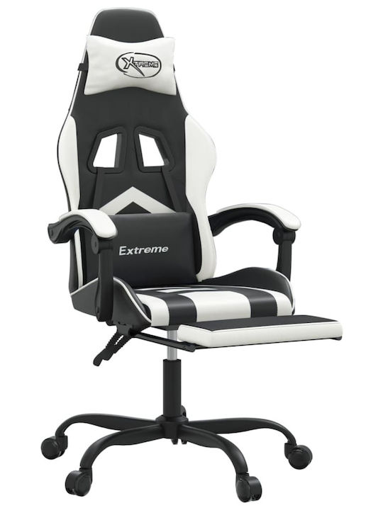vidaXL 3143907 Artificial Leather Gaming Chair with Footrest Black / White