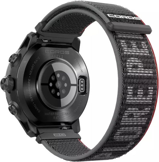 Coros Apex2 Titan 43mm Wasserdicht Smartwatch mit Pulsmesser (Schwarz)