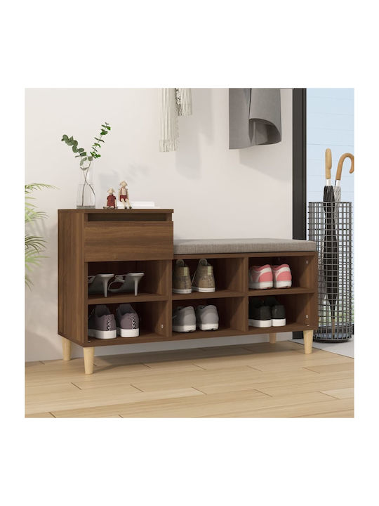 Wooden Shoe Organizer with 2 Shelves Brown 102x36x60cm