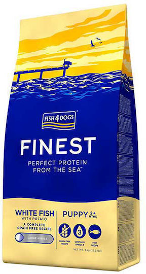 Fish4Dogs Finest Ocean White Puppy Large Kibble 6kg Dry Food Grain-Free for Medium & Large Breed Puppies with Fish