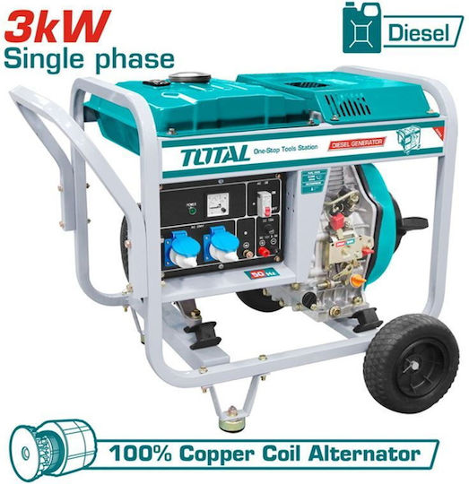 Total Generators Erdöl mit Kickstart, Rädern und maximaler Leistung 3.5kVA