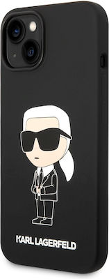 Karl Lagerfeld Ikonik NFT Logo Umschlag Rückseite Silikon Schwarz (iPhone 14 Plus) KLHCP14MSNIKBCK