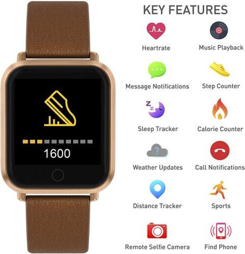Reflex Active Series 06 Stainless Steel 36mm Smartwatch with Heart Rate Monitor (Brown)