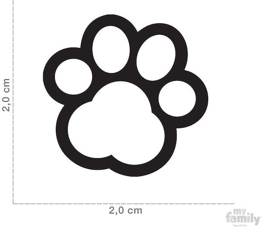 My Family Chic Paw Hunde-Identifikationsmarke Pfote Schwarze Metall 2cm Personalisierung
