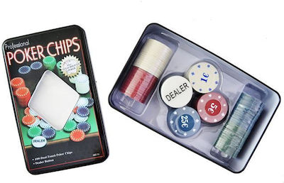 Set 100 Poker Chips in Metallic Box