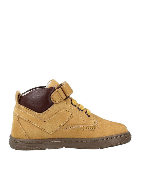 Suede Kids Boots with Velcro Yellow