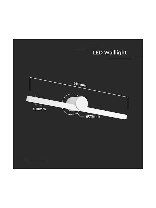 V-TAC Wall-Mounted Outdoor Light LED IP65 10W with Warm White Light 61x10x7.5εκ.