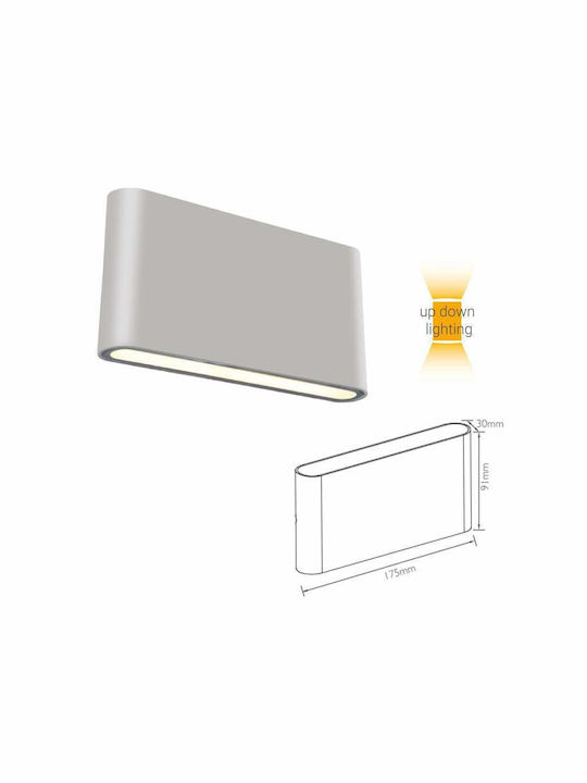 Fos me Waterproof Wall-Mounted Outdoor Ceiling Light IP65 with Integrated LED Gray