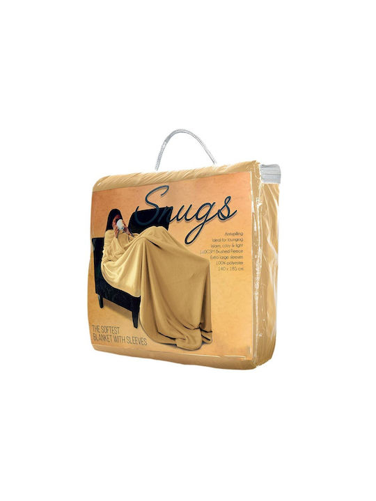 Mikamax Snug Rug Decke Fleece mit Ärmeln 140x180cm Beige