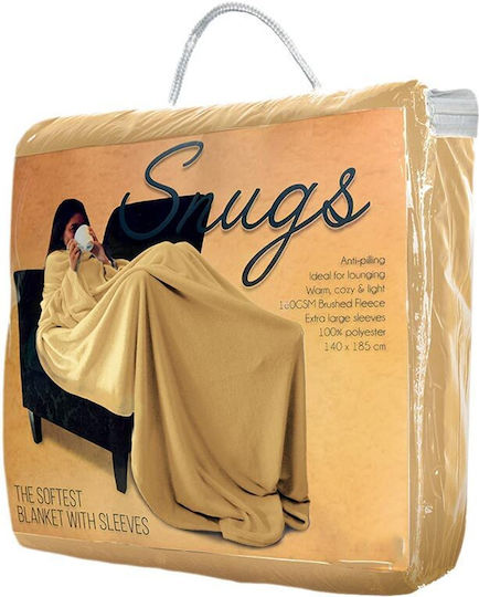 Mikamax Snug Rug Κουβέρτα Fleece με Μανίκια 140x180εκ. Beige