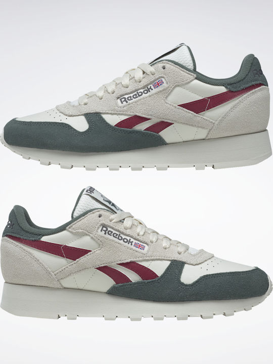 Reebok Classic Leather Ανδρικά Sneakers Vintage Chalk S23 R / Chalk Green / Classic Burgundy