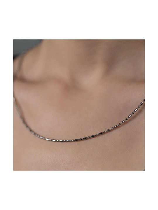 Neck Chain Bar & Bead made of Steel in Silver color