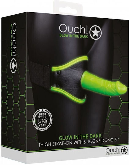Shots Ouch Thigh Glow In The Dark Harness with Dildo in Green Color