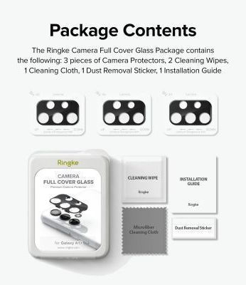 Ringke 3 Pack Camera Protection Tempered Glass Black for the Galaxy A13