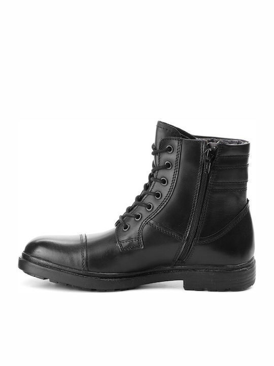 Canguro Men's Leather Military Boots Black