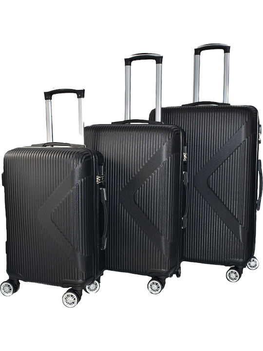 Ormi Set De 5 Valize De Călătorie Sclipitoare Negre Cu Înălțime Maximă 65 Cm Cu 4 Roți