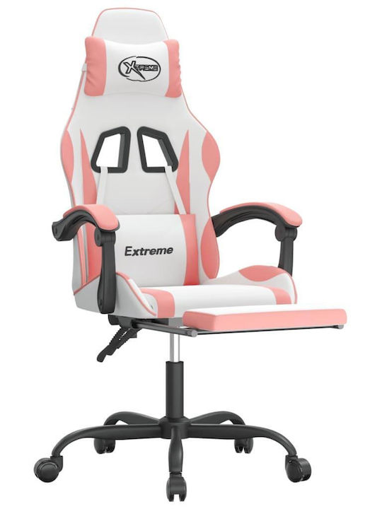 vidaXL 349588 Gaming Stuhl mit Fußstütze White / Pink