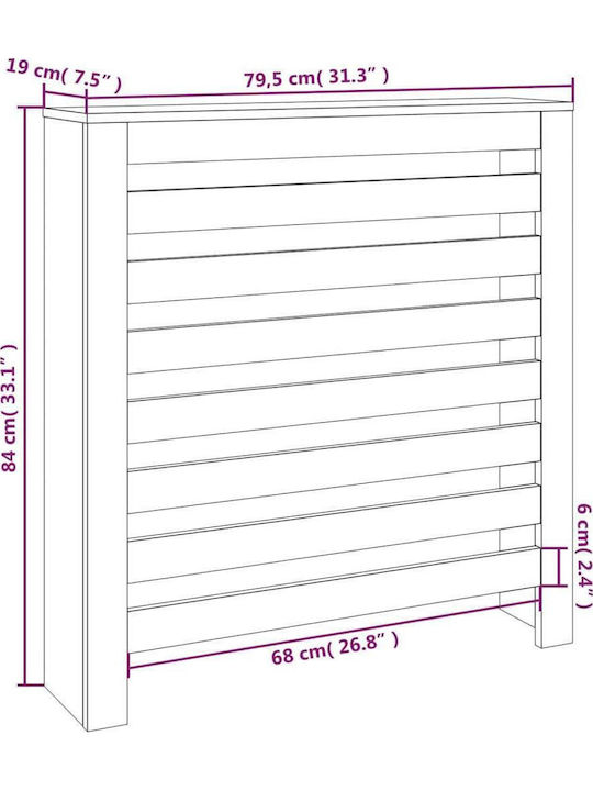 vidaXL Brown Solid Wood Radiator Cover 79.5x19x84cm
