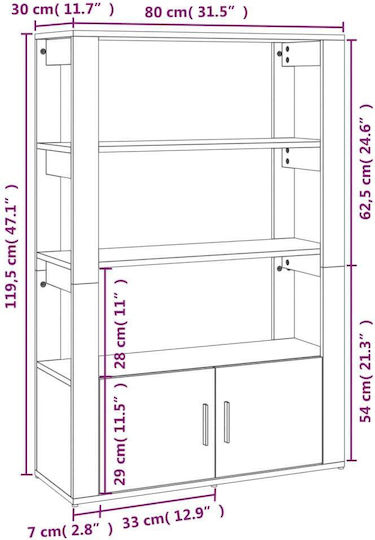 Βιβλιοθήκη Sonoma Δρυς 80x30x119.5εκ.