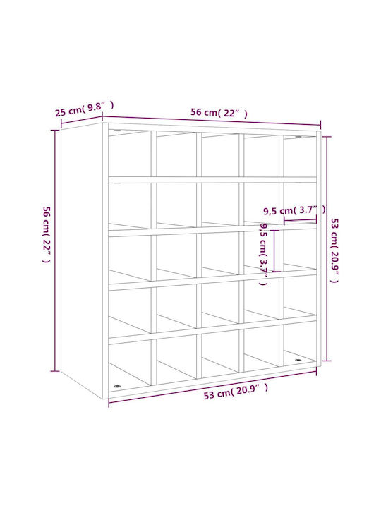vidaXL Επιτοίχια Μπουκαλοθήκη Ξύλινη Καφέ 56x25x56εκ.