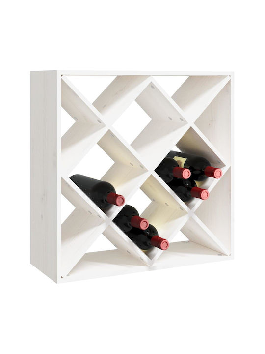 vidaXL Free Standing Wooden Wine Rack White 62x25x62cm