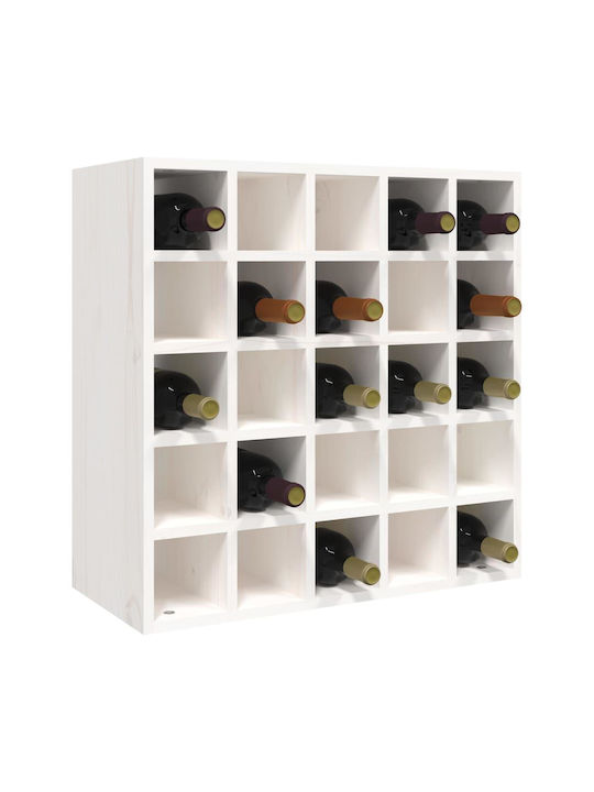 vidaXL Freistehend Flaschenhalter Hölzernes für 25 Flaschen White 56x25x56εκ.