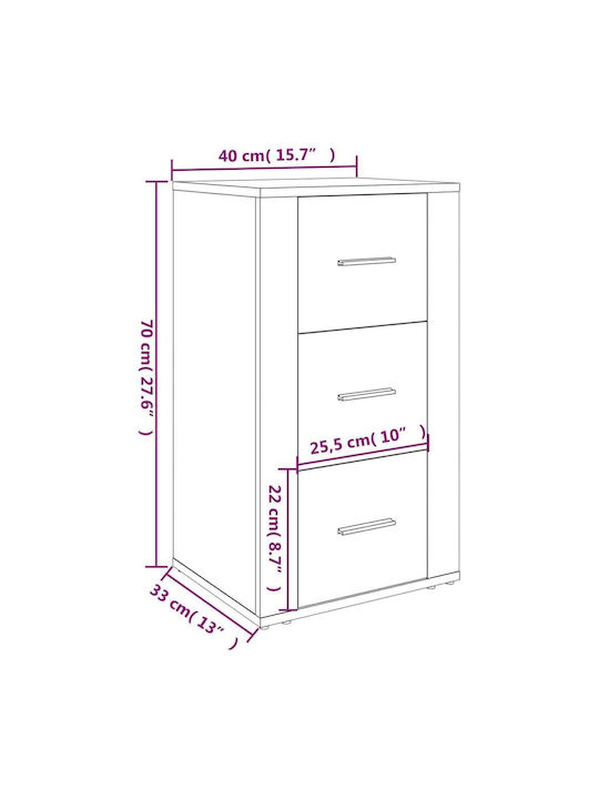 Office Storage Chipboard Cabinet Grey Concrete L40xW33xH70cm