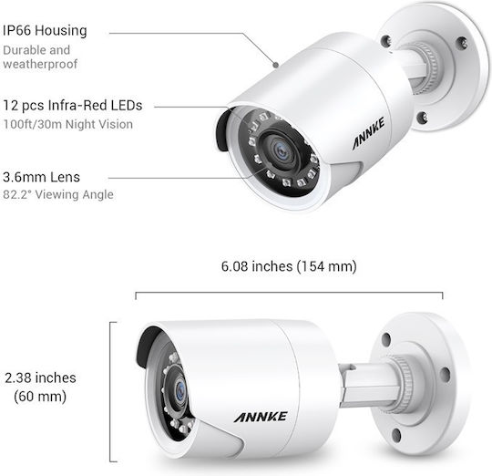 Annke C51BG CCTV Surveillance Camera Full HD 1080p Waterproof with Lens 3.6mm