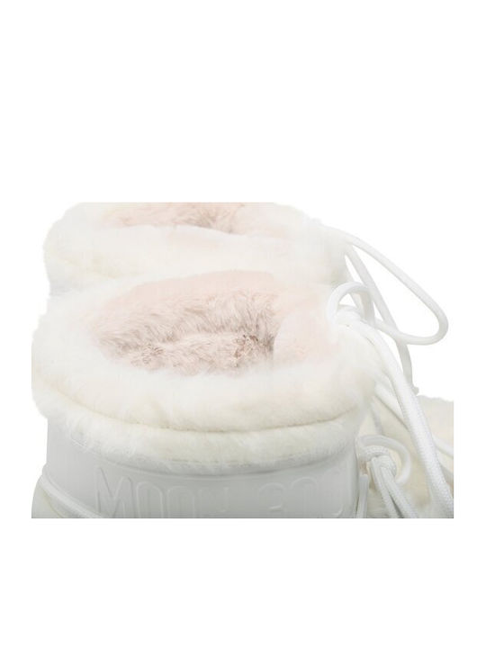 Snow Boots with Rubber & Fur Icon Low White