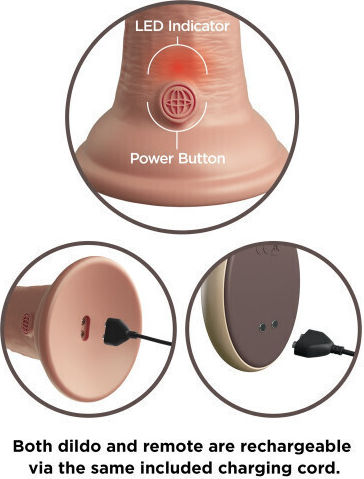 Pipedream King Cock Elite Realistic Vibrator cu Telecomandă 24.8cm Carne