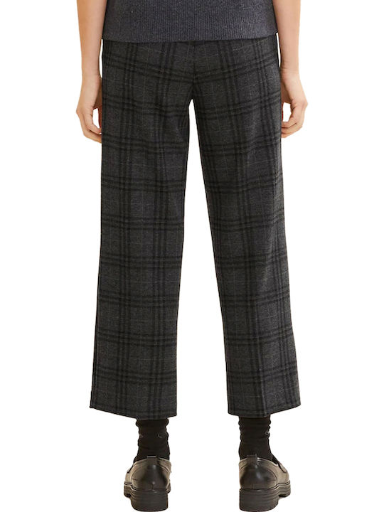 Tom Tailor Women's Fabric Trousers Checked Gray