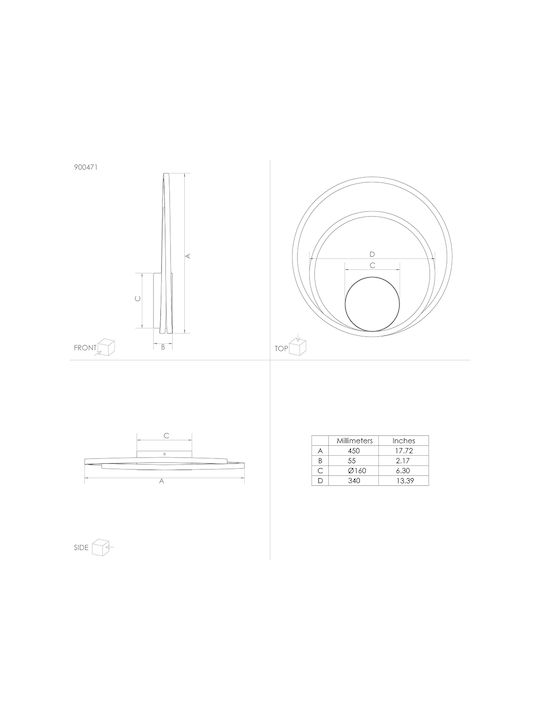 Eglo Ruotale Ceiling Mount Light 45cm Black with Integrated LED and Remote Control