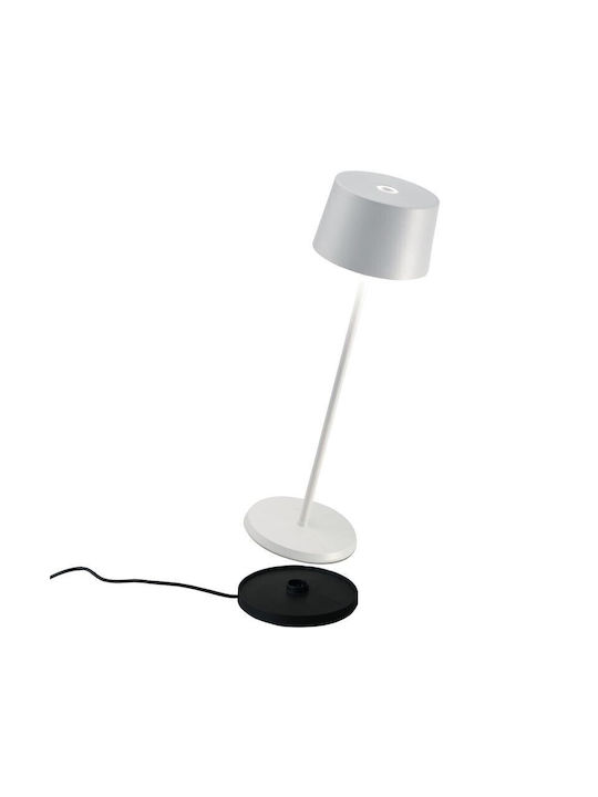 Zafferano Olivia Metal Table Lamp LED with White Shade and Base