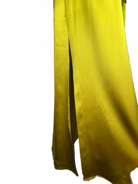 Maxi Hemdkleid Satin Gelb