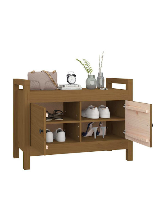 Entry Furniture with Shoe Rack & Bench Honey Brown 80x40x60cm