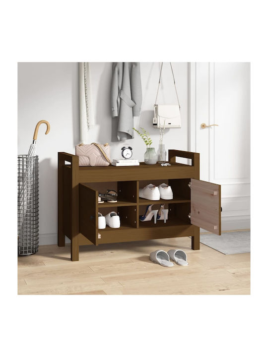 Entry Furniture with Shoe Rack & Bench Honey Brown 80x40x60cm