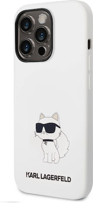 Karl Lagerfeld Choupette NFT Logo Coperta din spate Silicon Alb (iPhone 14 Pro) KLHCP14LSNCHBCH