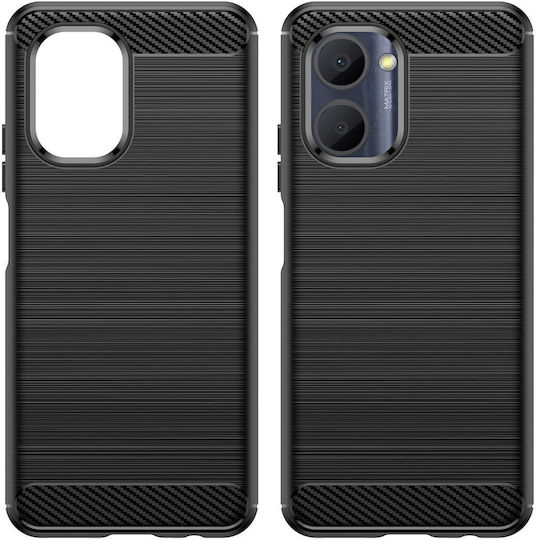 Hurtel Carbon Umschlag Rückseite Silikon Schwarz (Realme C33)