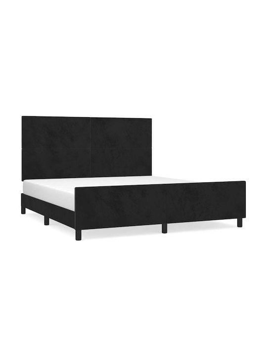 Κρεβάτι Υπέρδιπλο Επενδυμένο με Ύφασμα Μαύρο για Στρώμα 160x200cm
