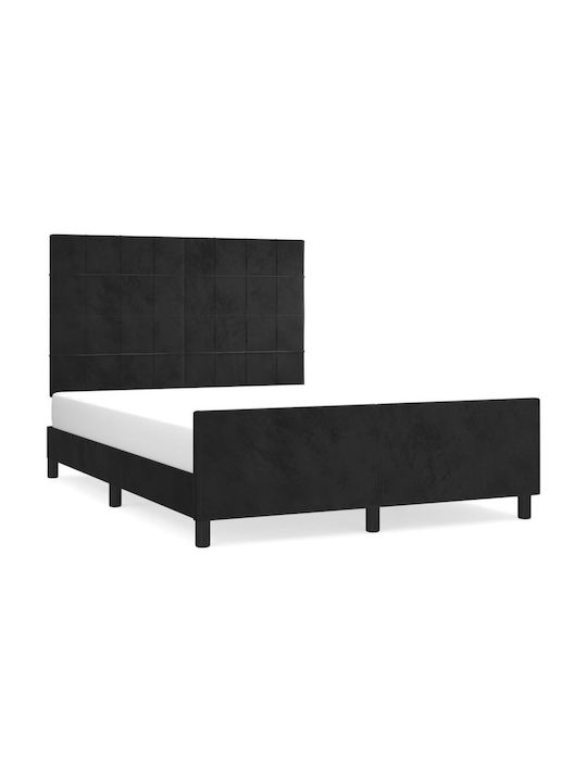 Κρεβάτι Διπλό Επενδυμένο με Ύφασμα Μαύρο για Στρώμα 140x190cm