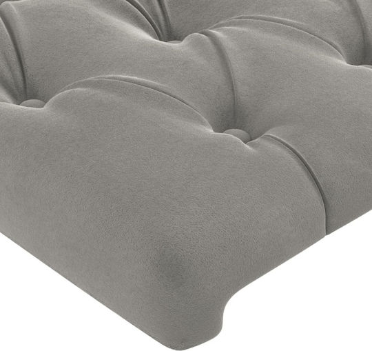 Pat King Size Tapițat cu Material Gri Deschis Potrivit pentru Saltea 180x200cm