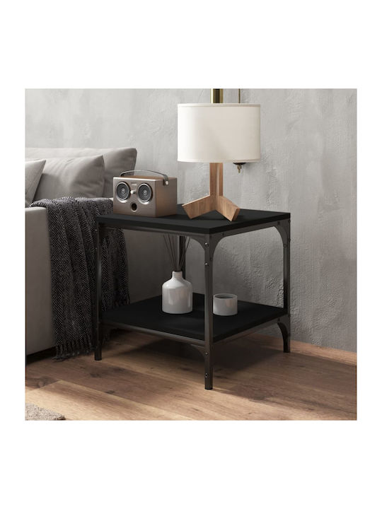 Square Side Table Wooden Black 2pcs M40xL40xH40cm