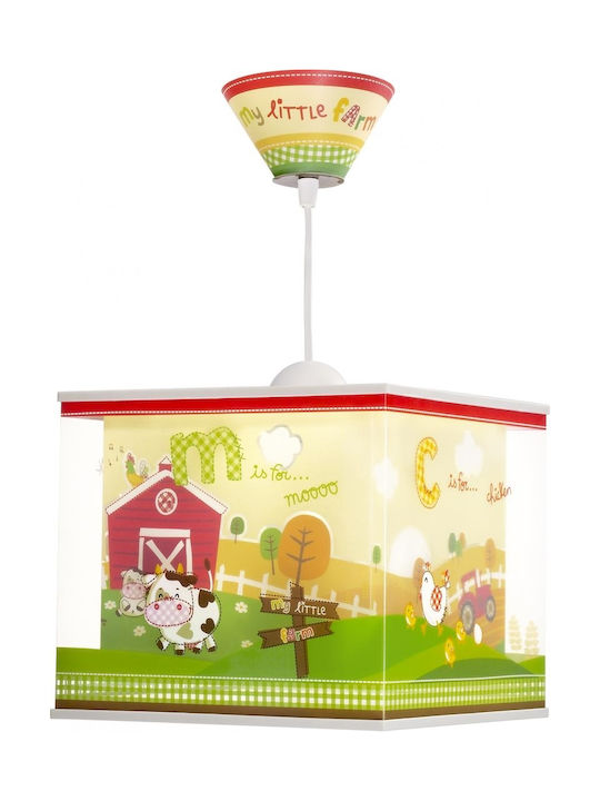 My Little Farm Junior O singură lumină Lumină de tavan pentru copii Agățat din plastic 60W cu suport pentru bec E27 Green 24x21cm