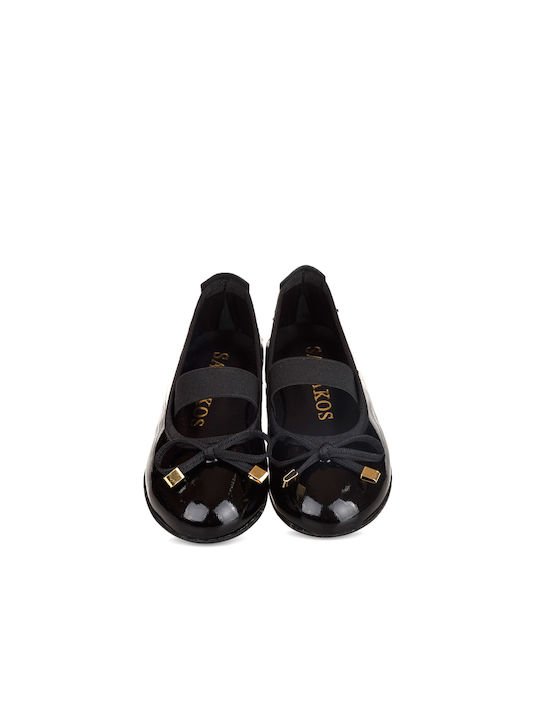 Sagiakos Kids Patent Leather Ballerinas with Elastic Strap Black