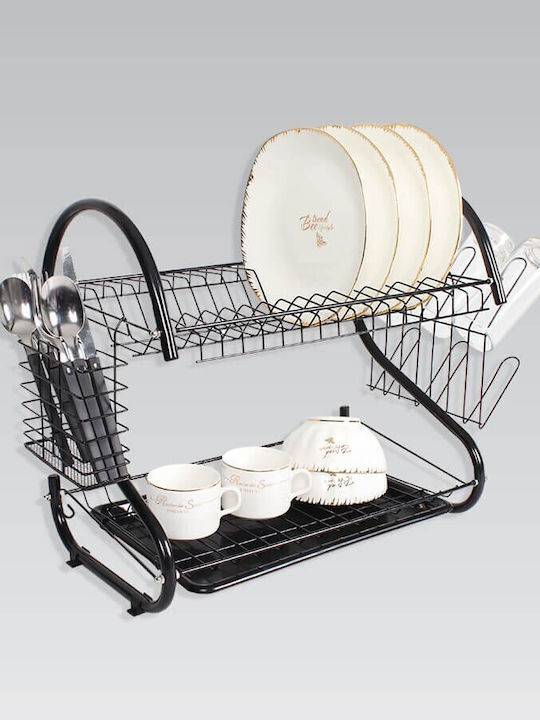 Maestro Dish Drainer 2 Tier of Stainless Steel In Black Colour 43cm