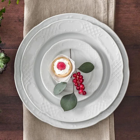 Güral Porselen Flora Plate Soup made of Porcelain White with Diameter 24cm