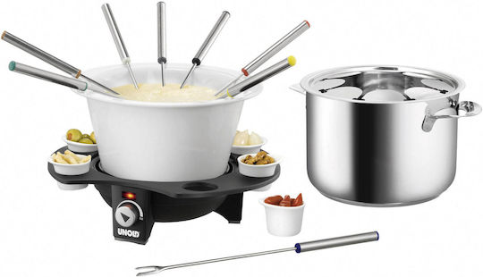 Unold Elegance Electric Metallic Fondue Pot for 8 Persons Silver 1000W 16x16x21cm