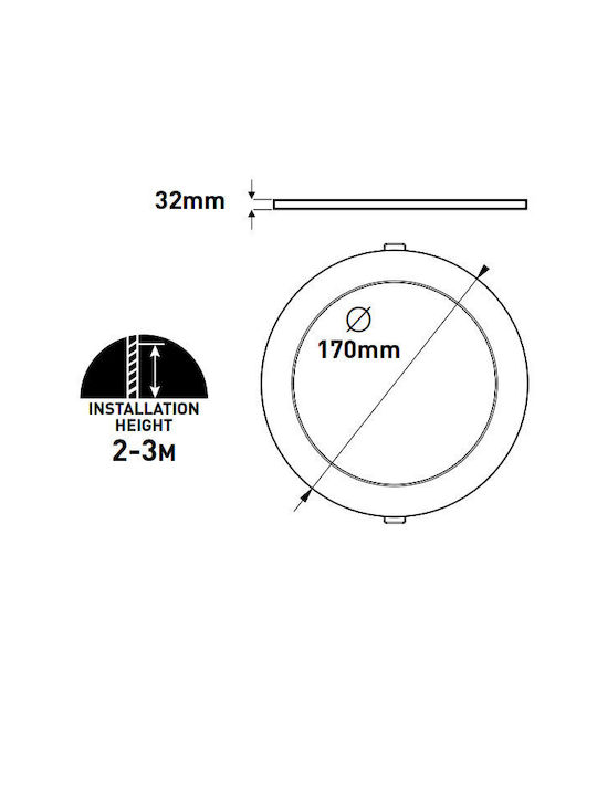 Eurolamp Στρογγυλό Εξωτερικό LED Panel 12W με Φυσικό Λευκό Φως 4000K 17εκ.